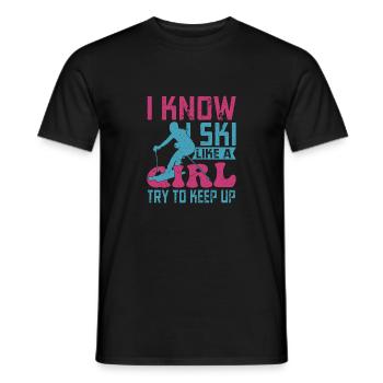 Je sais que je skie comme une fille Essayer de suivre Winterspor - T-shirt homme - noir - Devant - AI Model Male 178 light (178cm)