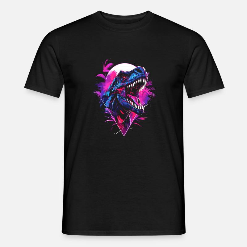 Synthwave T Rex - Männer T-Shirt - Schwarz