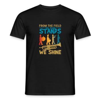 Du terrain aux tribunes, nous brillons en marchant - T-shirt homme - noir - Devant - AI Model Male 178 light (178cm)