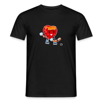 Heart Play Ice Hockey Stick Valentine's Day Love - Men's T-Shirt - black - Front - AI Model Male 178 light (178cm)