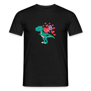 Coeur chevauchant dinosaure Saint-Valentin T-Rex V-Day - T-shirt homme - noir - Devant - AI Model Male 178 light (178cm)