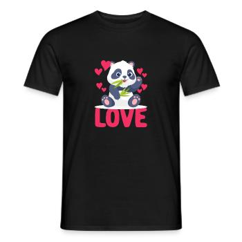 Liebe Panda-Valentinstag-lustige niedliche Panda - Männer T-Shirt - Schwarz - Vorne - AI Model Male 178 light (178cm)