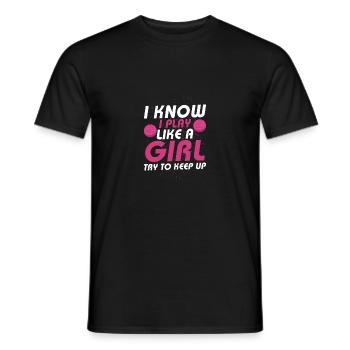 Je sais que je joue comme une fille essaie de garder la pétangue - T-shirt homme - noir - Devant - AI Model Male 178 light (178cm)