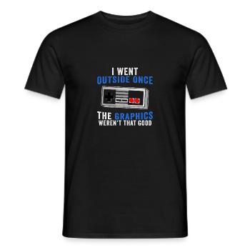 I Went Outside Once Funny Video Gamer Joke Gaming - Men's T-Shirt - black - Front - AI Model Male 178 light (178cm)