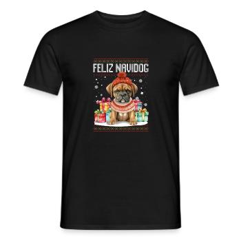 Boxerhund Feliz Navidog - Feliz Navidad Weihnachten - Männer T-Shirt - Schwarz - Vorne - AI Model Male 178 light (178cm)