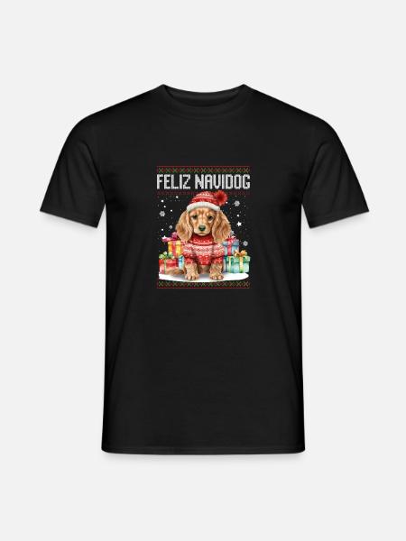 Cocker Spaniel Dog Feliz Navidog - Feliz Navidad - Men's T-Shirt - black