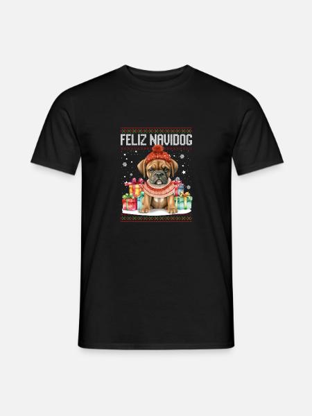 Boxerhund Feliz Navidog - Feliz Navidad Weihnachten - Männer T-Shirt - Schwarz