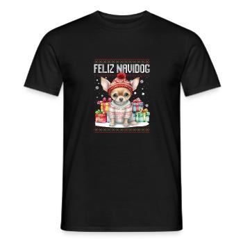 Chihauhau Hund Feliz Navidog - Feliz Navidad Christ - Männer T-Shirt - Schwarz - Vorne - AI Model Male 178 light (178cm)