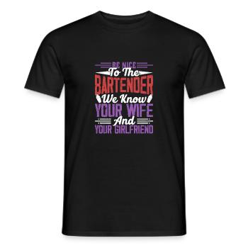 Be Nice To The Bartender Bartender Cocktail Barman - Men's T-Shirt - black - Front - AI Model Male 178 light (178cm)