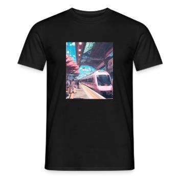 Zug Japan - Männer T-Shirt - Schwarz - Vorne - AI Model Male 178 light (178cm)
