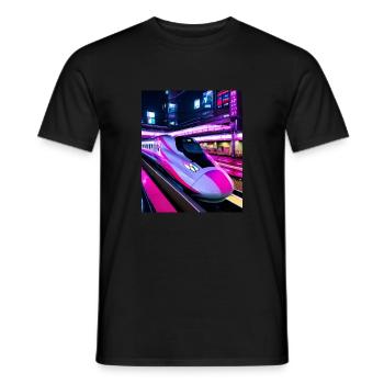 Zug Japan Tokio Nacht - Männer T-Shirt - Schwarz - Vorne - AI Model Male 178 light (178cm)