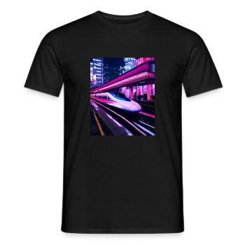 Zug Tokio Japan Nacht - Männer T-Shirt - Schwarz - Vorne - AI Model Male 178 light (178cm)
