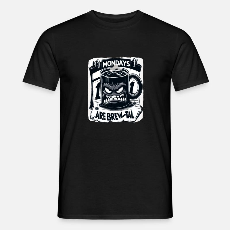 Grimmige Kaffeetasse - Männer T-Shirt - Schwarz