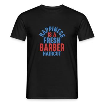 Happiness Is A Fresh Barber Haircut Barbershop Bea - Men's T-Shirt - black - Front - AI Model Male 178 light (178cm)