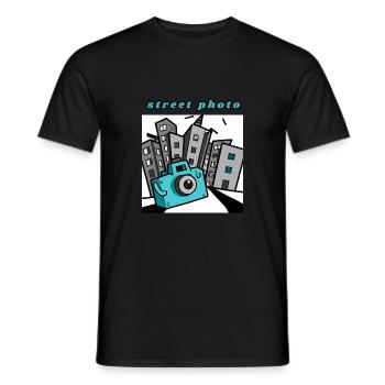 Photo de rue bleue - T-shirt homme - noir - Devant - AI Model Male 178 light (178cm)