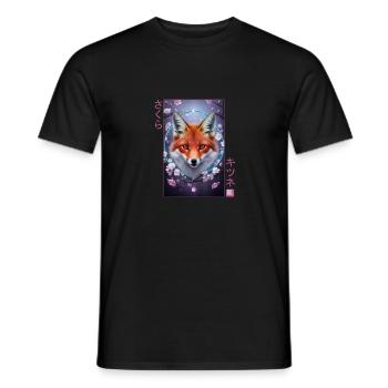 Japanischer Fuchs Kirschblüte Blume sakura Kawaii - Männer T-Shirt - Schwarz - Vorne - AI Model Male 178 light (178cm)