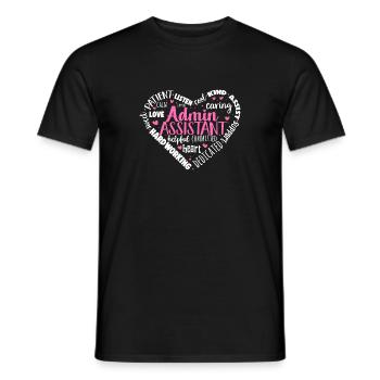 Secrétaire, Adjointe administrative, Commis de bureau - T-shirt homme - noir - Devant - AI Model Male 178 light (178cm)