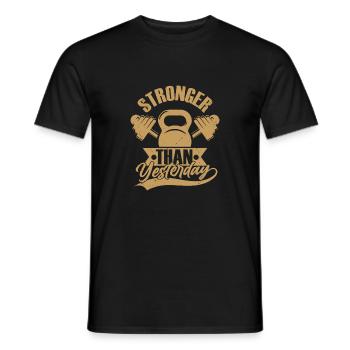 Stronger Than Yesterday Workout Training Weight Li - Männer T-Shirt - Schwarz - Vorne - AI Model Male 178 light (178cm)