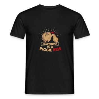 Happiness is a Piggie Kiss Rodent Guniea Pig Cavy - Men's T-Shirt - black - Front - AI Model Male 178 light (178cm)