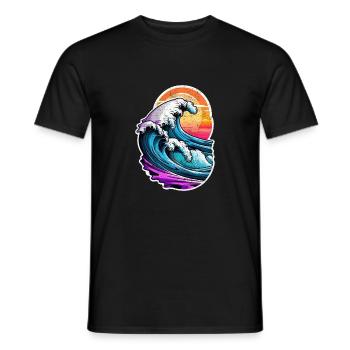 Welle - Sommer - Urlaub - Jahrgang - Männer T-Shirt - Schwarz - Vorne - AI Model Male 178 light (178cm)