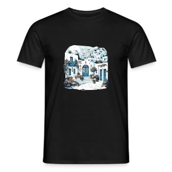 Village grec - T-shirt homme - noir - Devant - AI Model Male 178 light (178cm)