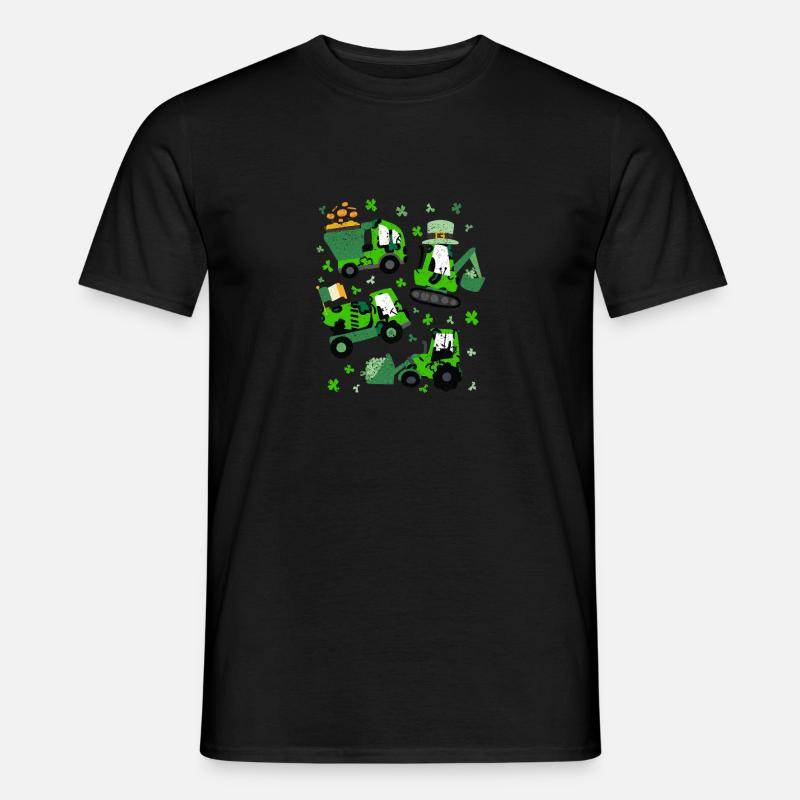 La Saint-Patrick de la Saint-Patrick grue camion excavatrice construction trèfle - T-shirt homme - noir