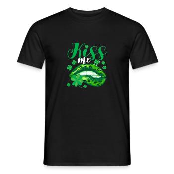 Kiss Me Leopard Lips Irish Leaf Saint Patrick's - Men's T-Shirt - black - Front - AI Model Male 178 light (178cm)