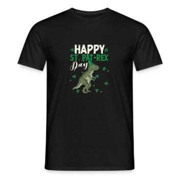 Happy St.Pat-Rex Day Saint Patrick Dinosaur - Men's T-Shirt - black - Front - AI Model Male 178 light (178cm)