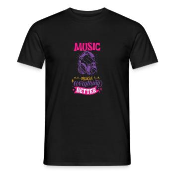 Pinkes Kopfhörer T-shirt - T-shirt homme - noir - Devant - AI Model Male 178 light (178cm)