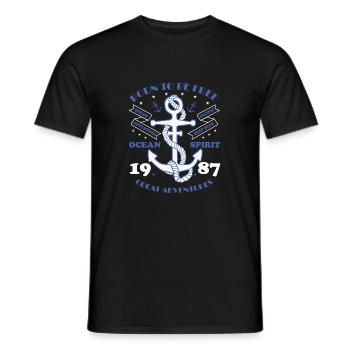 born to be free1987 great adventures - Men's T-Shirt - black - Front - AI Model Male 178 light (178cm)
