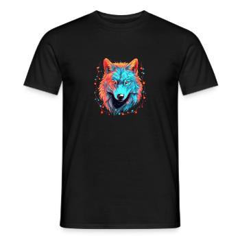 Wolf with xmas lights, Love Wolfs - Men's T-Shirt - black - Front - AI Model Male 178 light (178cm)