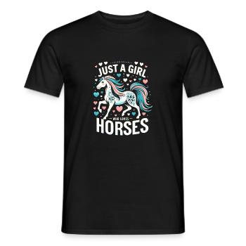 Cadeau d’amant de cheval juste une fille qui aime les chevaux - T-shirt homme - noir - Devant - AI Model Male 178 light (178cm)