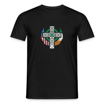 Irisch Amerikanisch USA Flagge Keltisches Kreuz - Männer T-Shirt - Schwarz - Vorne - AI Model Male 178 light (178cm)