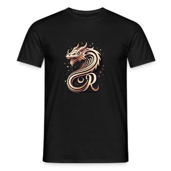 Buchstabe R mit Drache - Männer T-Shirt - Schwarz - Vorne - AI Model Male 178 light (178cm)