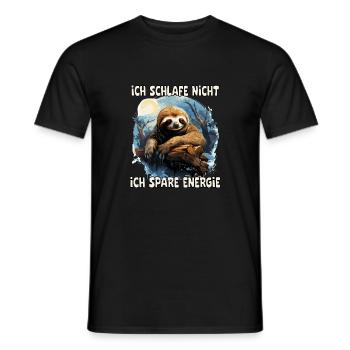 Je ne dors pas, j’économise de l’énergie, paresseux - T-shirt homme - noir - Devant - AI Model Male 178 light (178cm)