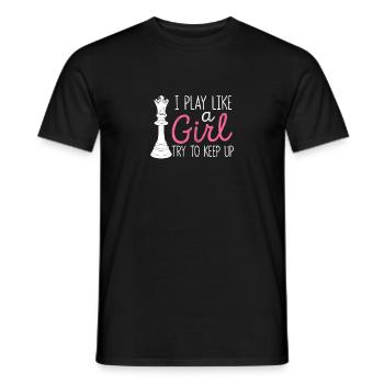 I'm playing like a girl who's trying to get along with the - Men's T-Shirt - black - Front - AI Model Male 178 light (178cm)