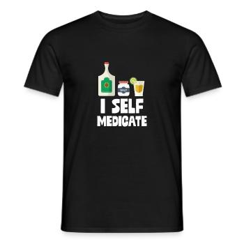 Ich behandele selbst Tequila-Flaschen-Limetten-Salz-Shot-Wortspiel - Männer T-Shirt - Schwarz - Vorne - AI Model Male 178 light (178cm)