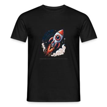 Cartoon Rocket - Début de l’aventure - T-shirt homme - noir - Devant - AI Model Male 178 light (178cm)