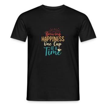 Brewing happiness, one cup at a time Tea Bag Tea D - Männer T-Shirt - Schwarz - Vorne - AI Model Male 178 light (178cm)