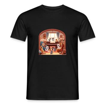 Kitten playing with instruments - Men's T-Shirt - black - Front - AI Model Male 178 light (178cm)