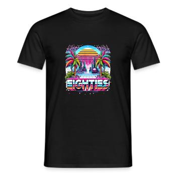 Eighties 80 ́s 80s - Men's T-Shirt - black - Front - AI Model Male 178 light (178cm)