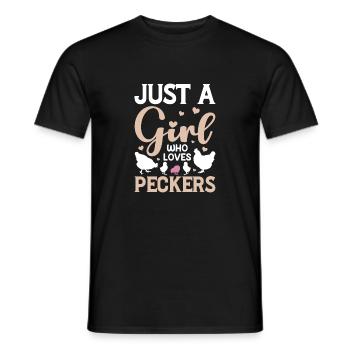 just a girl who loves peckers - Men's T-Shirt - black - Front - AI Model Male 178 light (178cm)