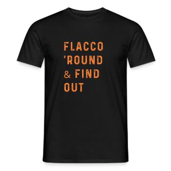 Flacco 'Round & Find Out - T-shirt audacieux - T-shirt homme - noir - Devant - AI Model Male 178 light (178cm)