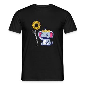 You Are My Sunshine Elefant T-Shirt - Sonnenblumenkrone - Männer T-Shirt - Schwarz - Vorne - AI Model Male 178 light (178cm)