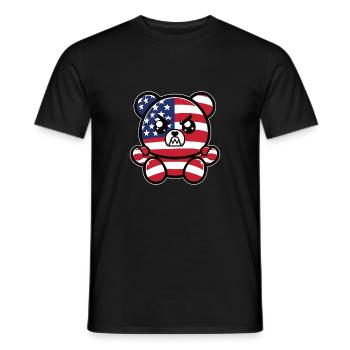 Wütender Bär als amerikanische Flagge - Männer T-Shirt - Schwarz - Vorne - AI Model Male 178 light (178cm)