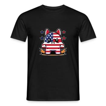 Lapin en colère coloré comme le drapeau américain - T-shirt homme - noir - Devant - AI Model Male 178 light (178cm)