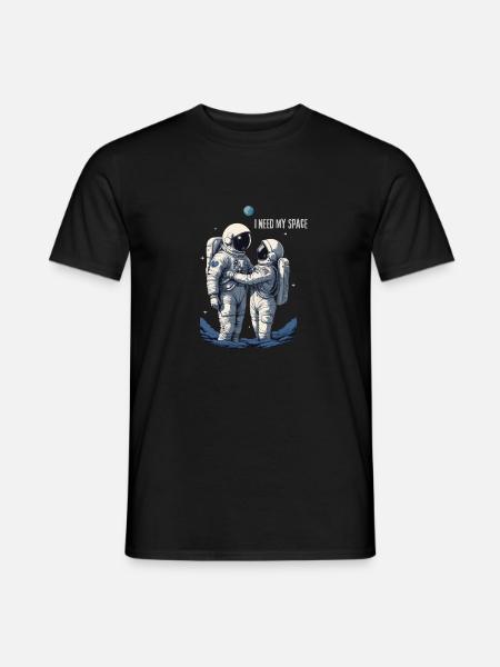 Verliebtes Astronautenpaar - Männer T-Shirt - Schwarz