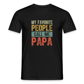 Mes gens préférés m’appellent Papa Vintage Papa Père - T-shirt homme - noir - Devant - AI Model Male 178 light (178cm)