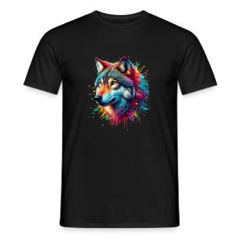 Loup aux mille couleurs - T-shirt homme - noir - Devant - AI Model Male 178 light (178cm)