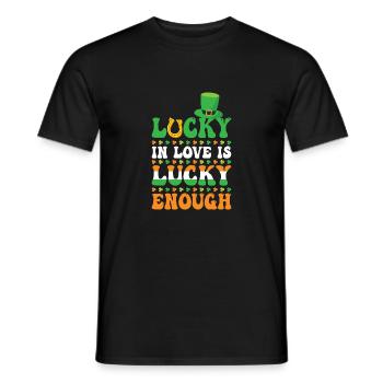 Lucky In Love Is Lucky Enough St. Patrick's Day - Men's T-Shirt - black - Front - AI Model Male 178 light (178cm)